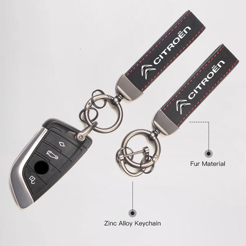JOFT7 Suede Car Keyring Pendant Car Emblem Keychain For Citroen C1 DS3 C2 C3 Vts C4 Saxo C4L C5 C6 C8 Xsara C3-XR Picasso Berlingo