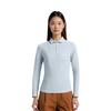 Fila Golf Series Fashionable Simple Casual Sports Training Long Sleeve Polo Shirt Women Tops Satin-Gray-Blue A11W545212FLB
