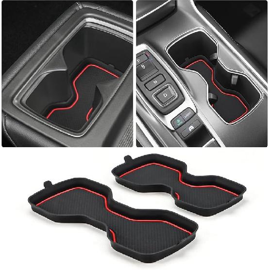 Auovo Cup Holder Erts Coaster Compatible With Honda Accord 2018 Silicone Cup Mat Pad Car Interior Decoration (2-Pcs Kit, Black)