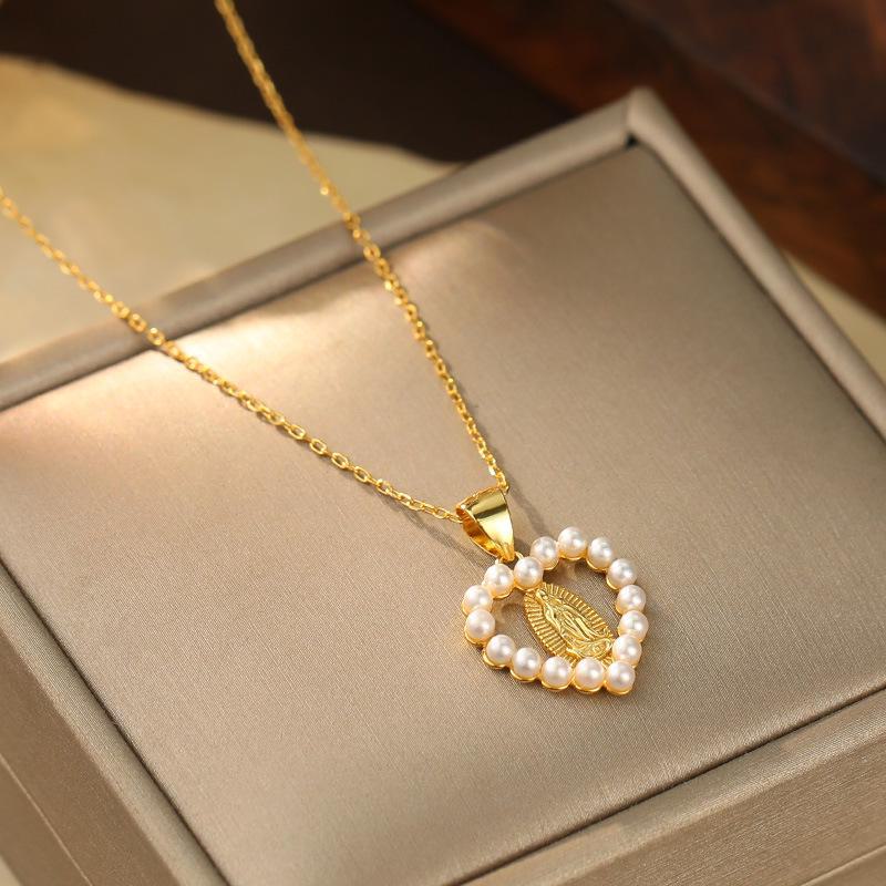 Banyan Tree S925 Silver Virgin Mary Pearl Clavicle Necklace for Women