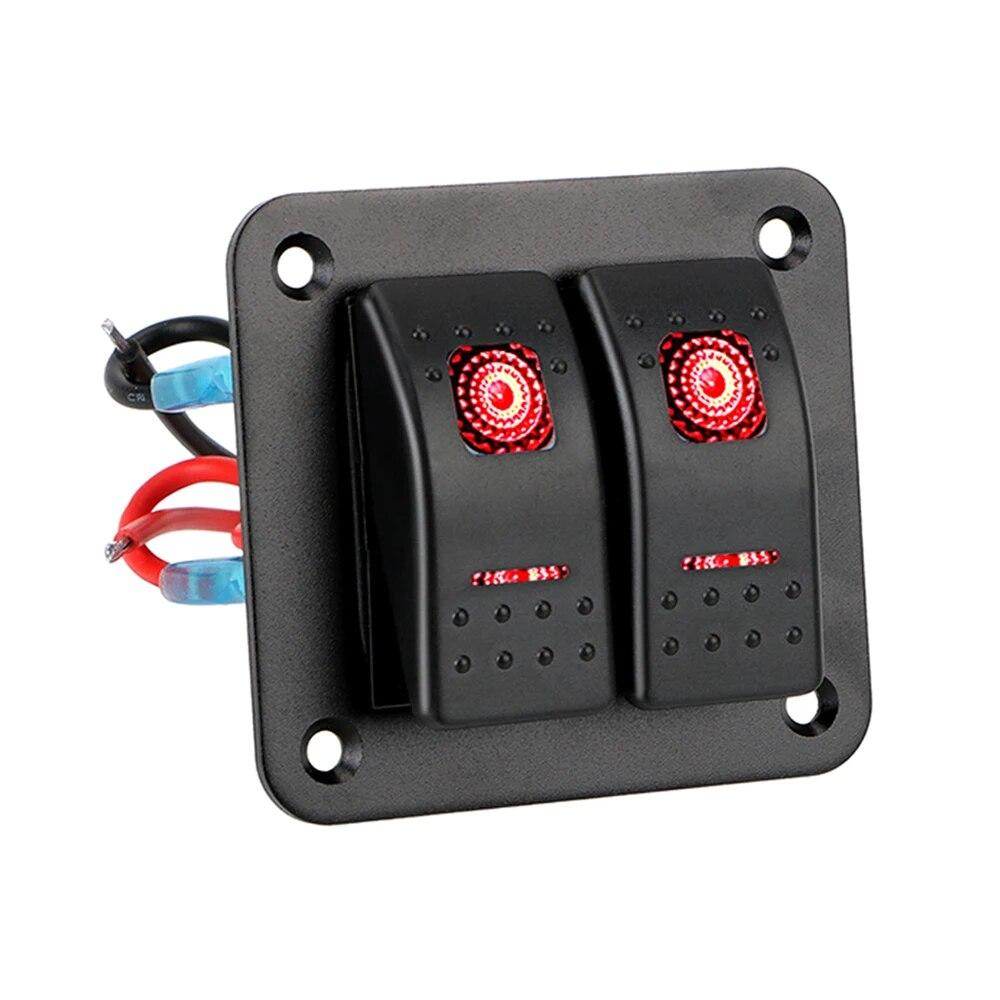 4.2A Dual USB Slot Socket 6 Gang Rocker Switch Panel Waterproof Digital Voltage Display