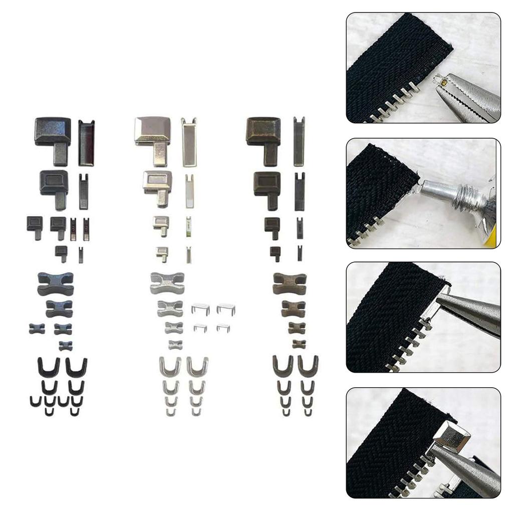 Metal Zip Repair Set Zippers Repair Tool Insertion Pin Zippers Bottom Zippers Stopper For Sewing Clothing Jackets