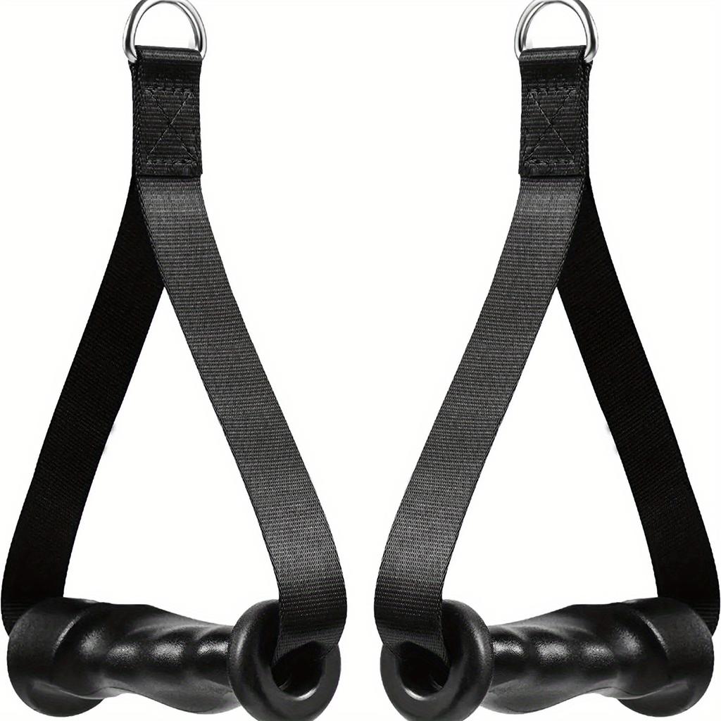 1 Pair PUMPMUSCLE Ergonomic Heavy-Duty Handles for Cable Machines - Black PP Material, Ideal for Resistance Bands, Pull Downs