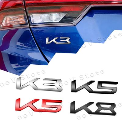 AIJ1 3D Metal K3 K5 K8 Logo Car Fender Side Rear Tail Trunk Emblem Sticker For Sportage K9 Forte Ceed Sorento Cerato Rio Soul