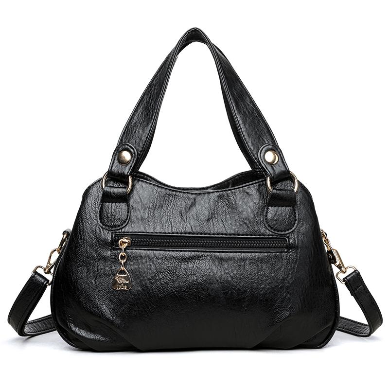 Vintage Soft Leather Handbag Women's Commuter Multi-Layer Large Capacity Shoulder Crossbody Bag