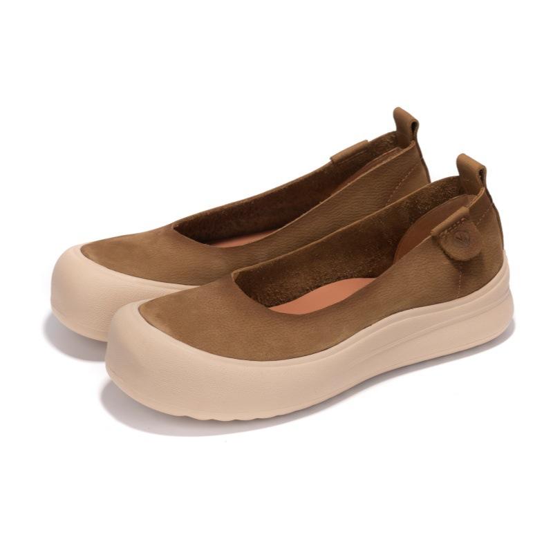 

Весенне-летние новые женские туфли из натуральной кожи ручной работы, женские повседневные туфли на плоской подошве с круглым носком 35