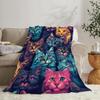 Funny Colorful Cat Print Blanket Cute Kawaii Kitty Animal Throw Blankets Gifts for Couch Sofa Bed Stuff Decor Soft Cozy Fleece