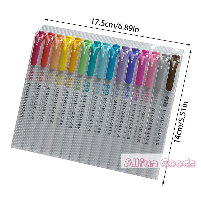 15 Colors Double Headed Highlighter Pen Set Fluorescent Drawing Markers Highlighters Pens Art Japanese Cute Pastel Stationery