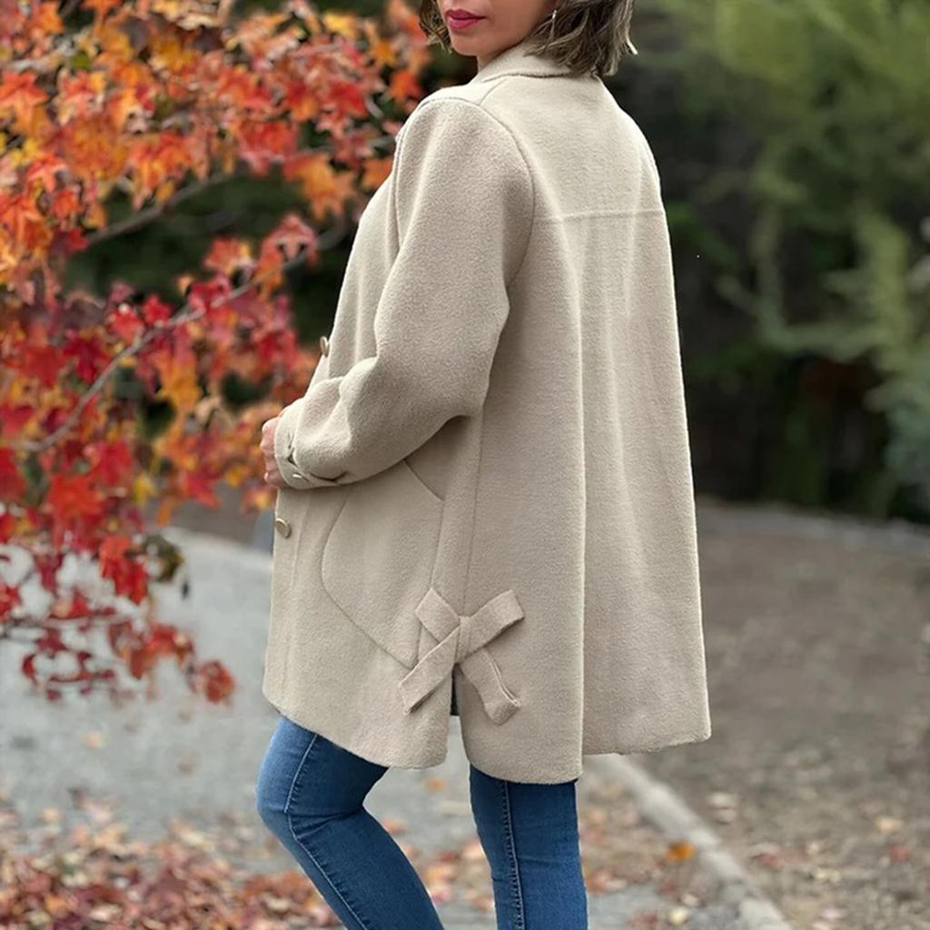 Women's Casual Collar Wool Coat with for Winter