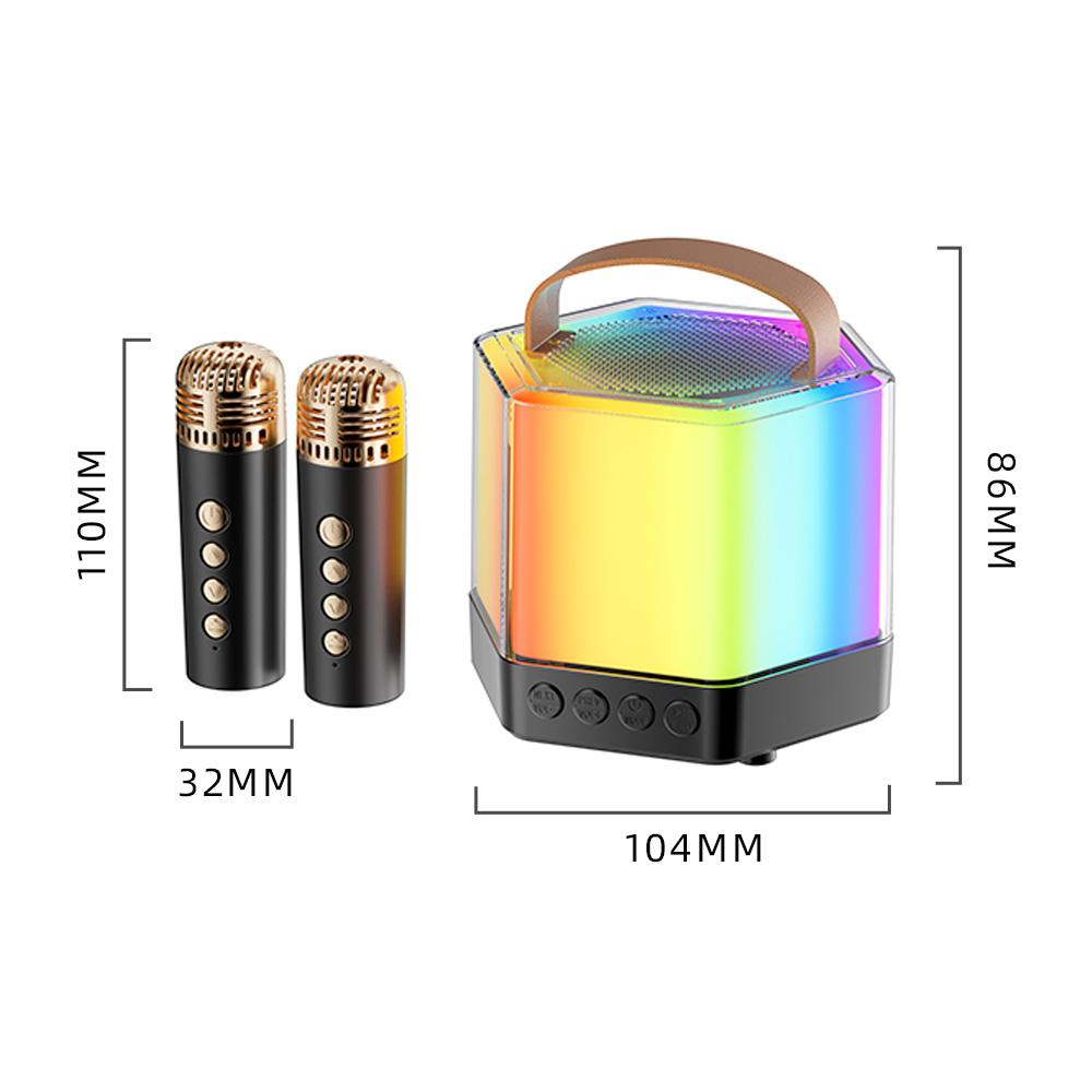 Karaoke Machine Mini Wireless Microphone and Speaker Set with 2 Microphone RGB Color Light Handheld Mic Gifts for
