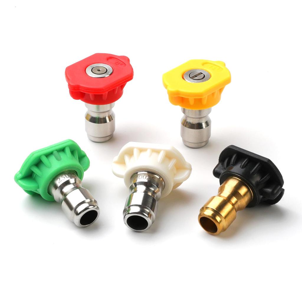 Pressure Washer Tips Set, 1/4 Inch Quick Connect Pressure Washer Nozzle Tips, 5 Pack, 2.5 GPM, 4500 PSI