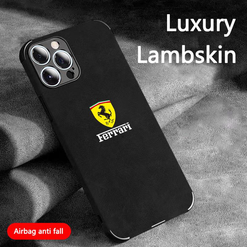 Custodia per Telefono Tutta Inclusa in Scamosciato per Auto Ferrari per iPhone 16 15 13 14 Pro Max Mini 8 XR XS 16 Plus 15Pro Max Cover Guscio Adesivo