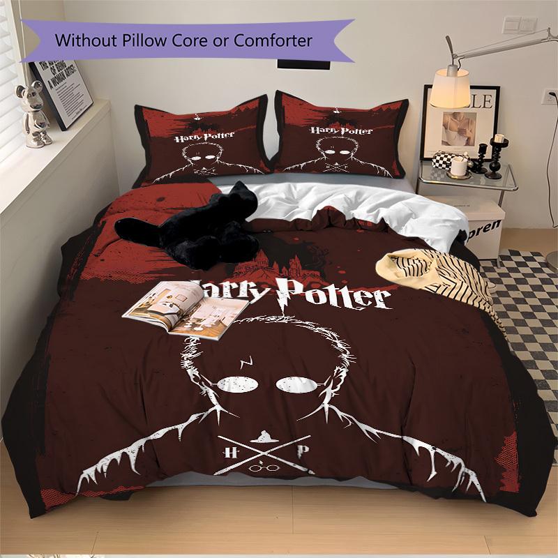 3pcs bedding set Harry Potter Includes 1 Comforter + 2 Pillowcases, Without Pillow Inserts, Soft Comfortable, Lightweight Breathable, Printe