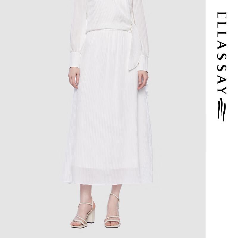 ELLASSAY 2025 Early Spring Elegant Silk Pleated Long Skirt L