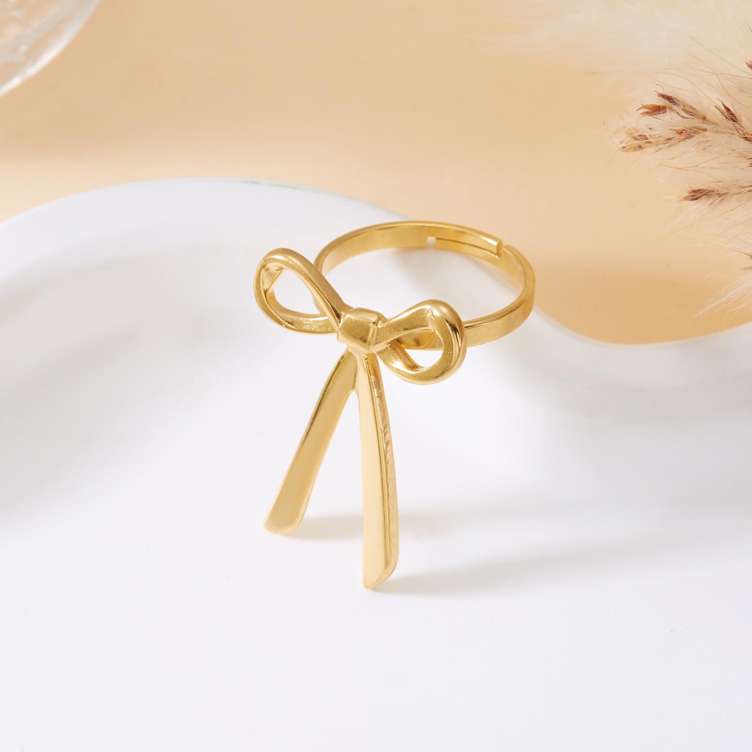 

Stainless Steel Flower Open Rings for Women Gold Color Sun Bowknot Love Heart Joint Finger Ring Party Versatile Jewerly Gifts