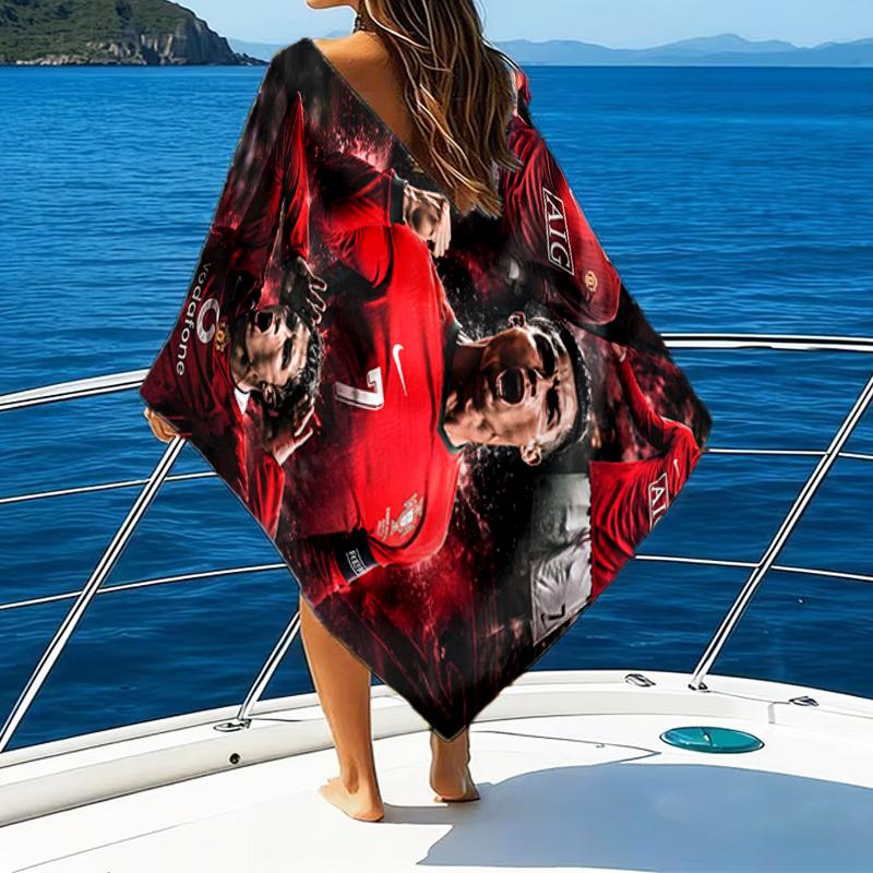 Man United Soccer Action Beach Towel - Soft, Absorbent Microfiber, Lightweight, Ideal for The Beach, Parties, Travel, Camping fan gifts