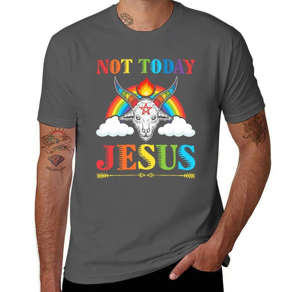 Not Today Jesus Tshirt Basic Casual Short Sleeve Cotton Shirt