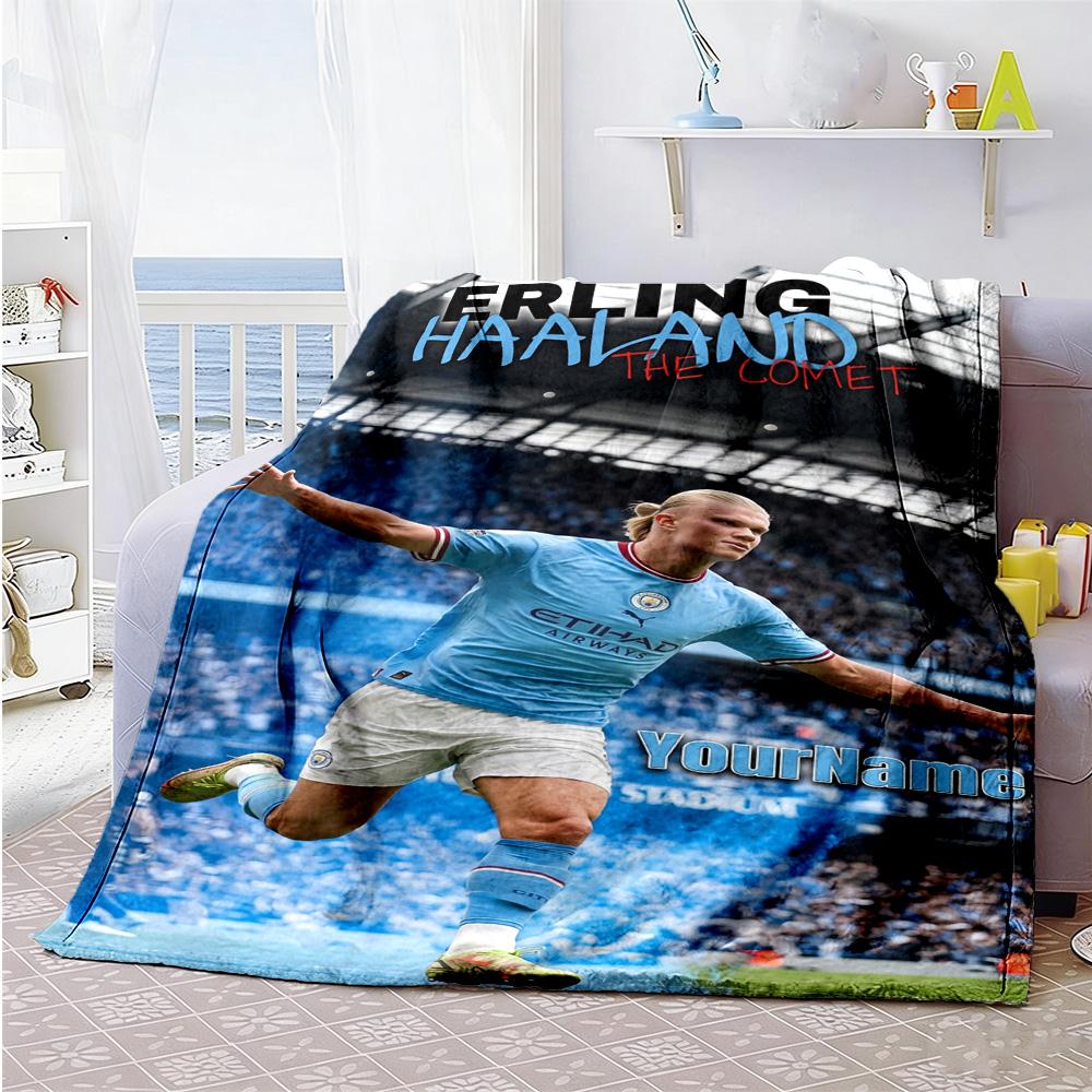 Haaland Customize Your Name Blanket Multi-purpose Personalized Blanket Comfortable Perfect for Bedding Seaside Chair Home Decor Ideal for All Seasons