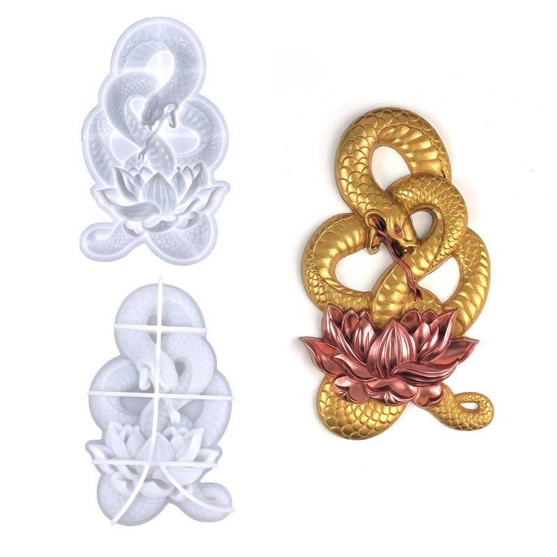 Creative Lotus Snake Silicone Mold For Resin DIY Crystal Epoxy Resin Mold Animal Shaped Handmade Resin Casting Mold