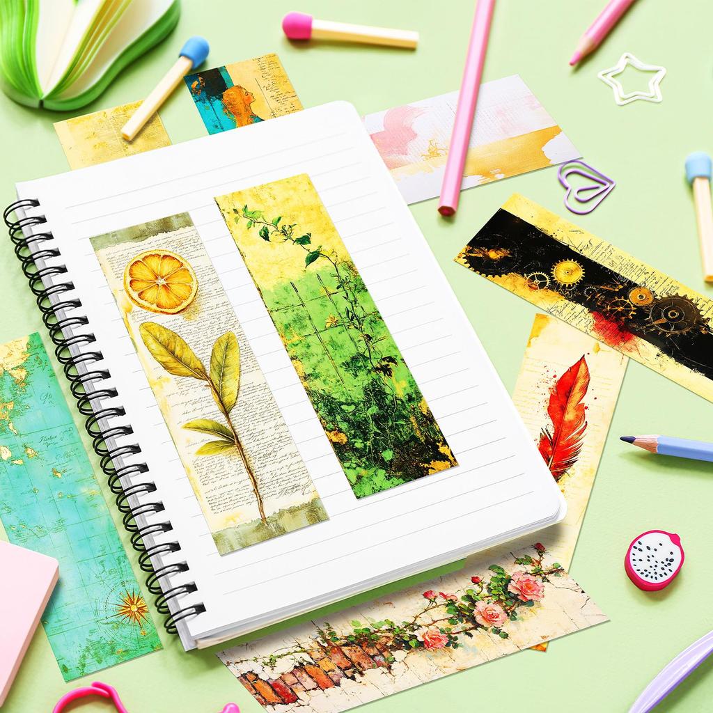 30 Sheets Retro Journal Style Paper Bookmarks - High Value Reading Accessories