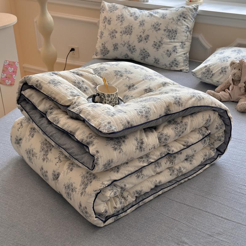 2025 Original Linen Crinkled Gauze Double Layer Quilt Comforter for Winter, Spring & Autumn