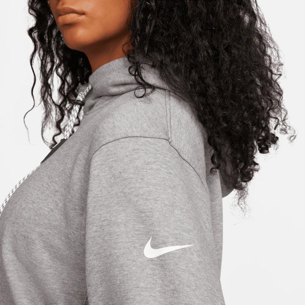 Nike Letter Patch Drawstring Hooded Long Sleeve Sweatshirt Women Sweatshirt Gray FJ4449-091