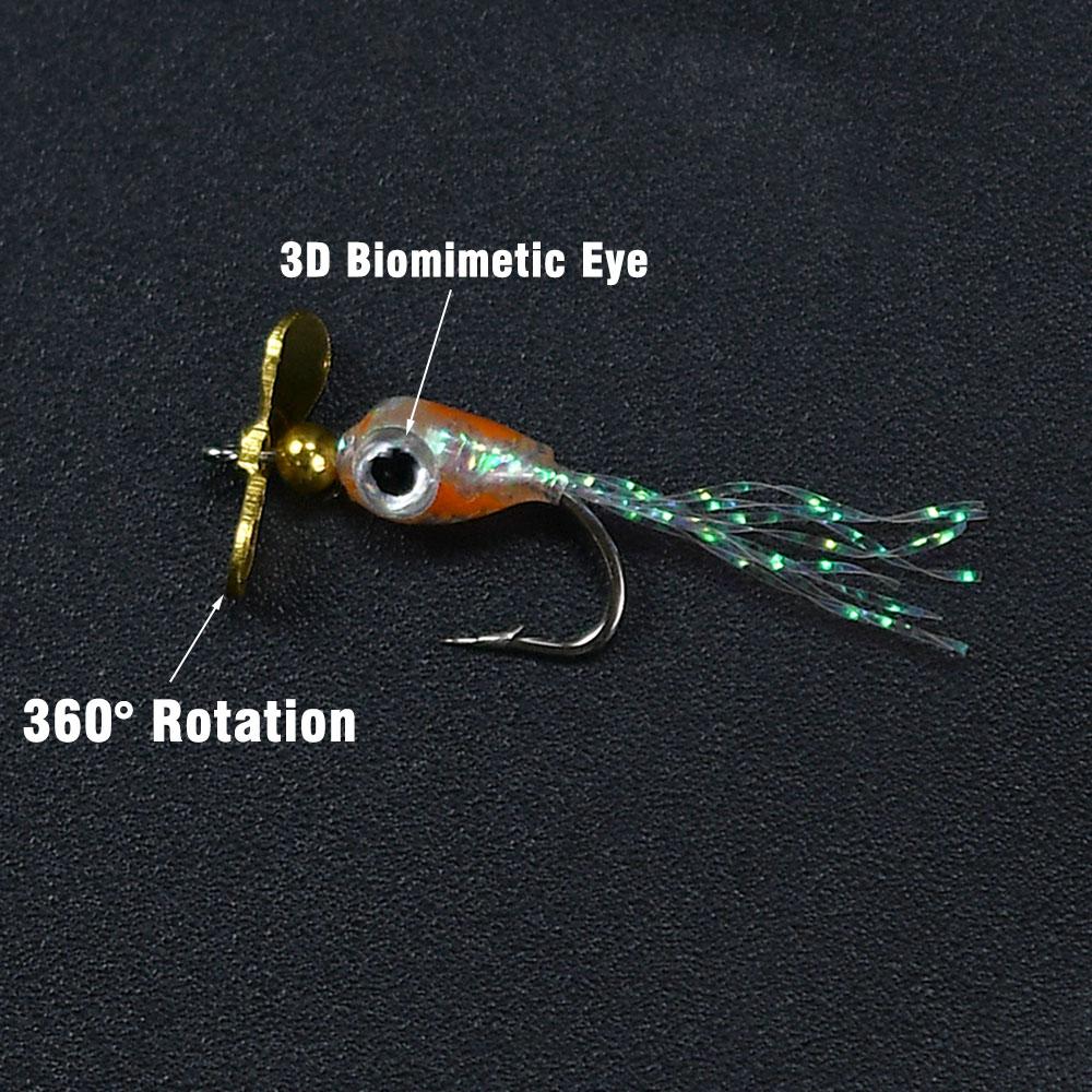 10Pcs Propeller Sequins Fly Bait Rotating Metal Spinner Lures for Fly Fishing Insect Lures Effective Trout And Bass Fishing Lure