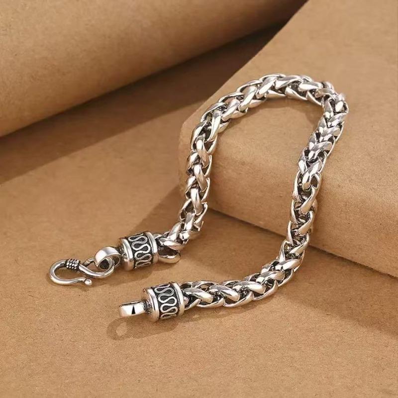 Cuban Link Twist Bracelet for Men - Thick Alloy Rope Chain, Adjustable Masculine Unisex Jewelry Gift for Boyfriend Husband