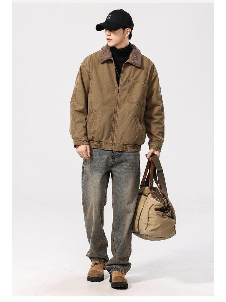 Men's Retro Casual Lambswool Jacket 2025 - Thickened Winter Workwear for Spring/Fall
