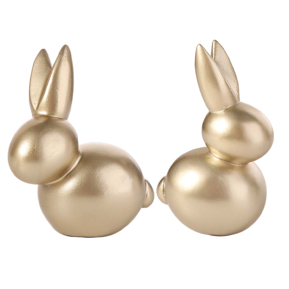 Resin Rabbit Statue Art Animal Sculpture Home Decoration Golden Rabbit Ornament Easter