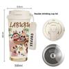 Coffee Cup 316 Stainless Steel Thermos Cup High Value Men's and Women's Water Cup Cartoon Double Drinking Straw Cup