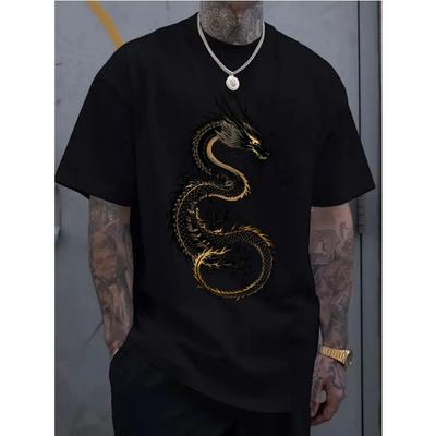 Europäische Größen Herren Freizeit-Sportshirt, kurzärmelig, trendiges 2D-Druckmuster, dehnbar und bequem