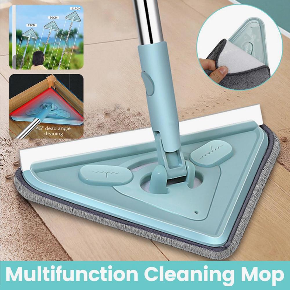 360° Rotatable Multifunctional Triangle Mop,Wall Cleaning Tool with Long Handle,Wet and Dry Triangular Window Squeegee Mops
