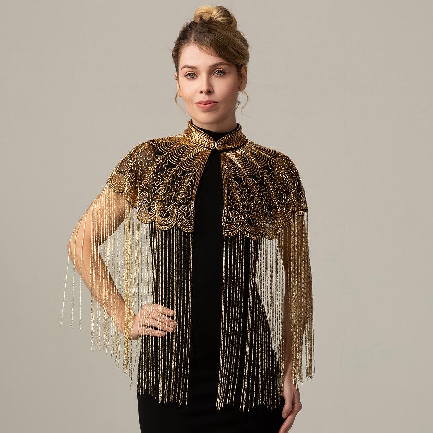 Indian Heavy Industry Beaded Shawl High-end Ball Party Handmade Beaded Long Fringed Versatile Evening Dress Cape