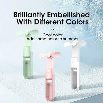 Ventilador portátil de mão Mini ventilador de mão operado por bateria USB recarregável Ventilador pessoal dobrável para interior Ventilador de bolso pequeno
