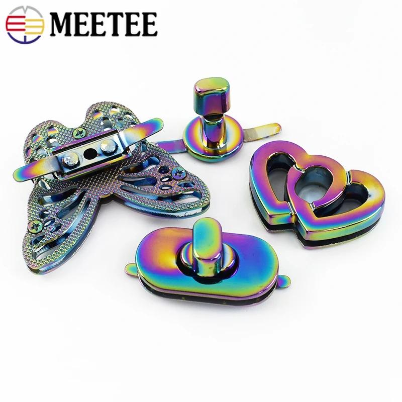Meetee 2/5/8 Bucăți Cataramă Metalică Colorată cu Blocare pentru Geantă de Mână Portofel Cutie de Monede Cataramă Padlock Decorativ Accesorii Hardware Înlocuibile pentru Genți