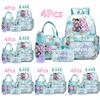 4Pcs/set Cartoon K-Pop Printed Large Capacity Backpack Handbag Pencil Case with 750Ml Water Bottler for Teenager Boy Girl Schoolbag Bookbag Mochila