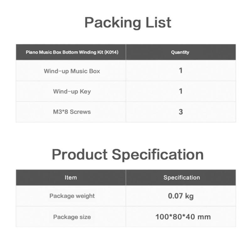 DIY 3D Print Piano Music Box Model Kit with Necessary Part Assembly Projects Screws Key Mechanical Music Box For Lab