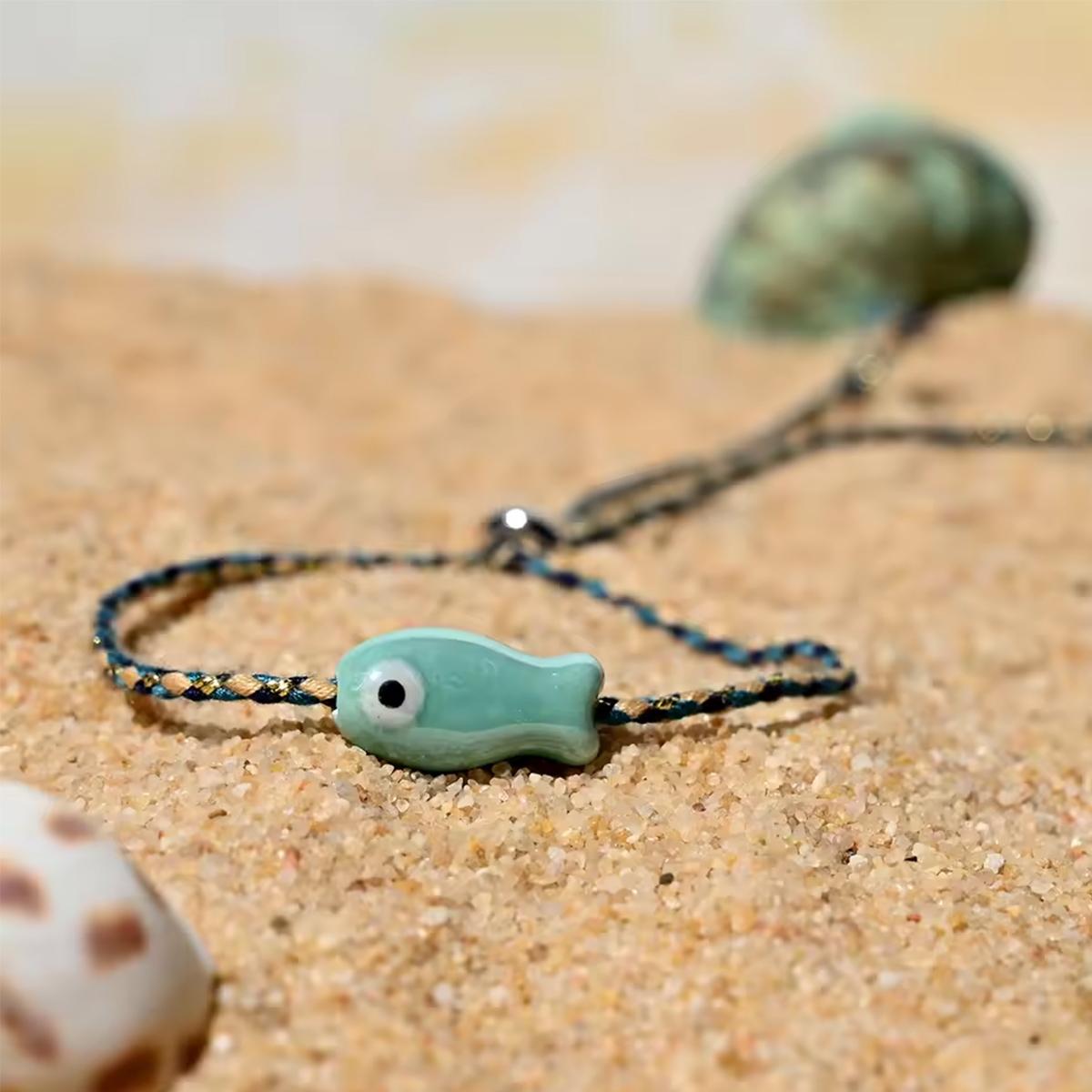 

Trendy Multicolored Pull - String Ceramic Fish Bracelet Jewelry Bohemian Style Ideal for Wrist and Ankle Jewelry For Women