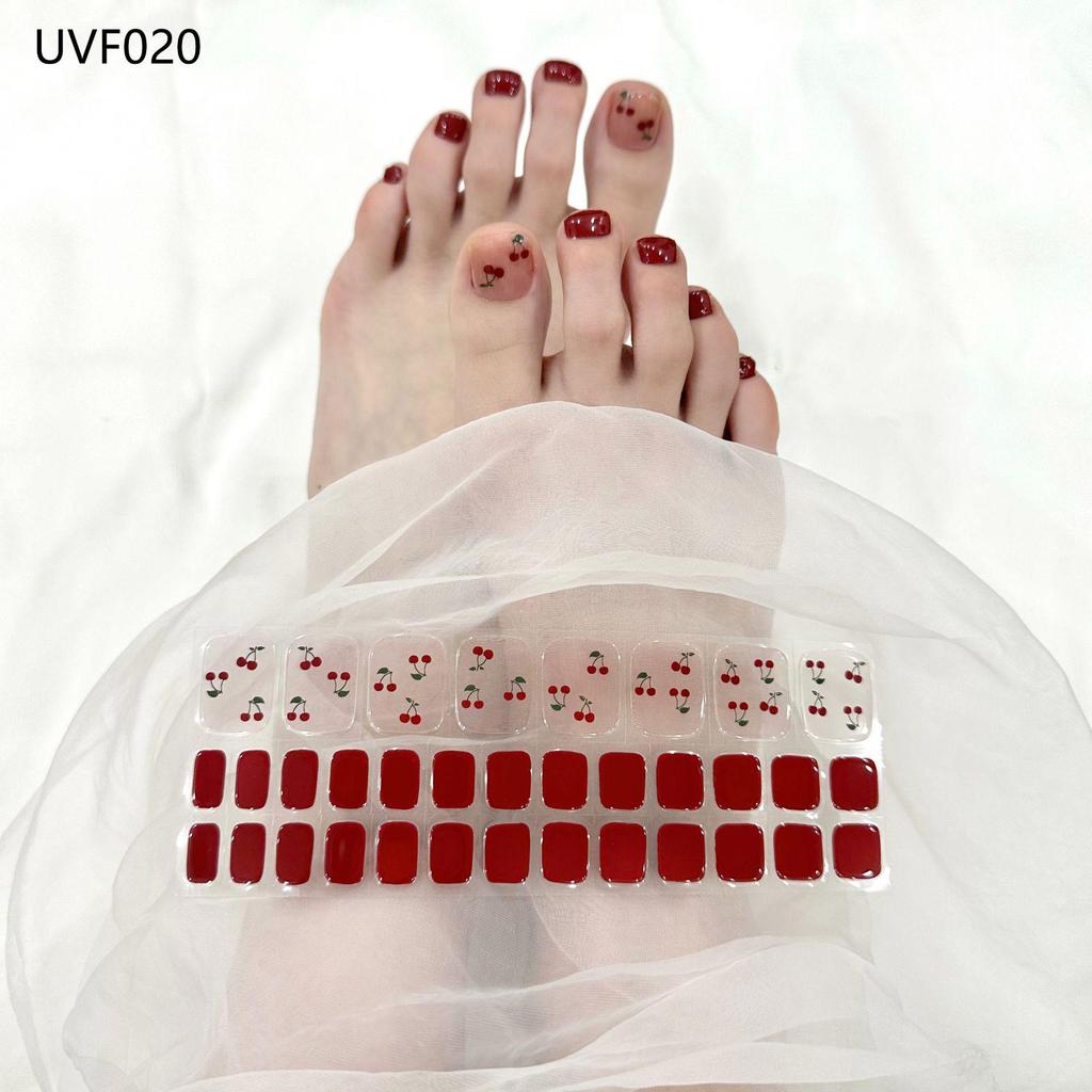 Gel Toe Nail Art Stickers - Semi-Cured UV Lamp Foot Nail Polish Stickers