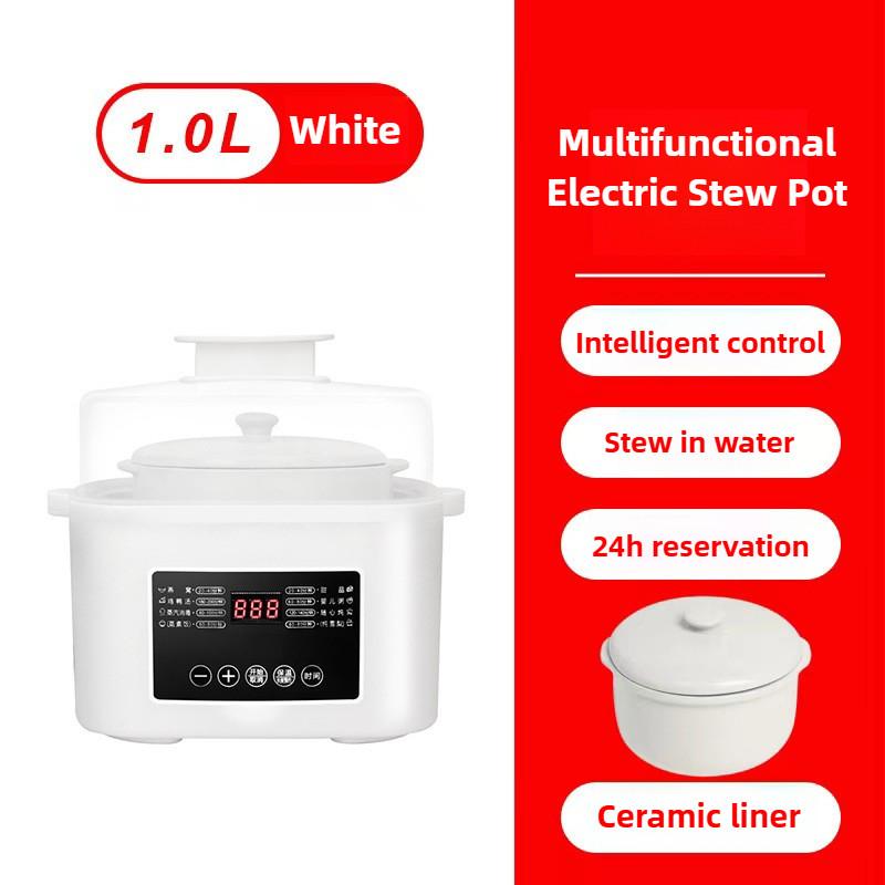 1-2 Person Household Ceramic Water Insulated Stew Pot Multifunctional Fully Automatic Soup Making Electric Stew Pot
