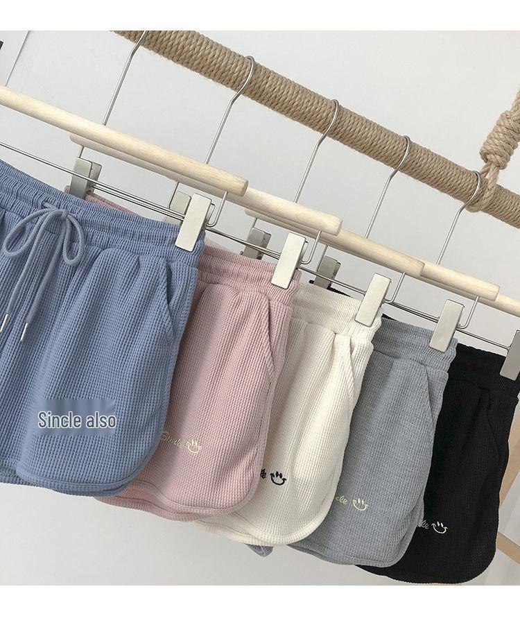 Summer 2023 Women's High-Waist Waffle Shorts - Korean Style Loose Fit, Wide Leg, Ideal for Home & Outdoor Wear