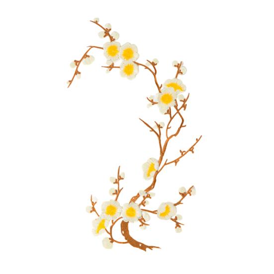 Cherry Blossom Iron Patch Iron-on Blossom Plum Applique Patch Embroidered Floral Patch for Jeans Garment Jackets Backpacks Clothes DIY Crafts