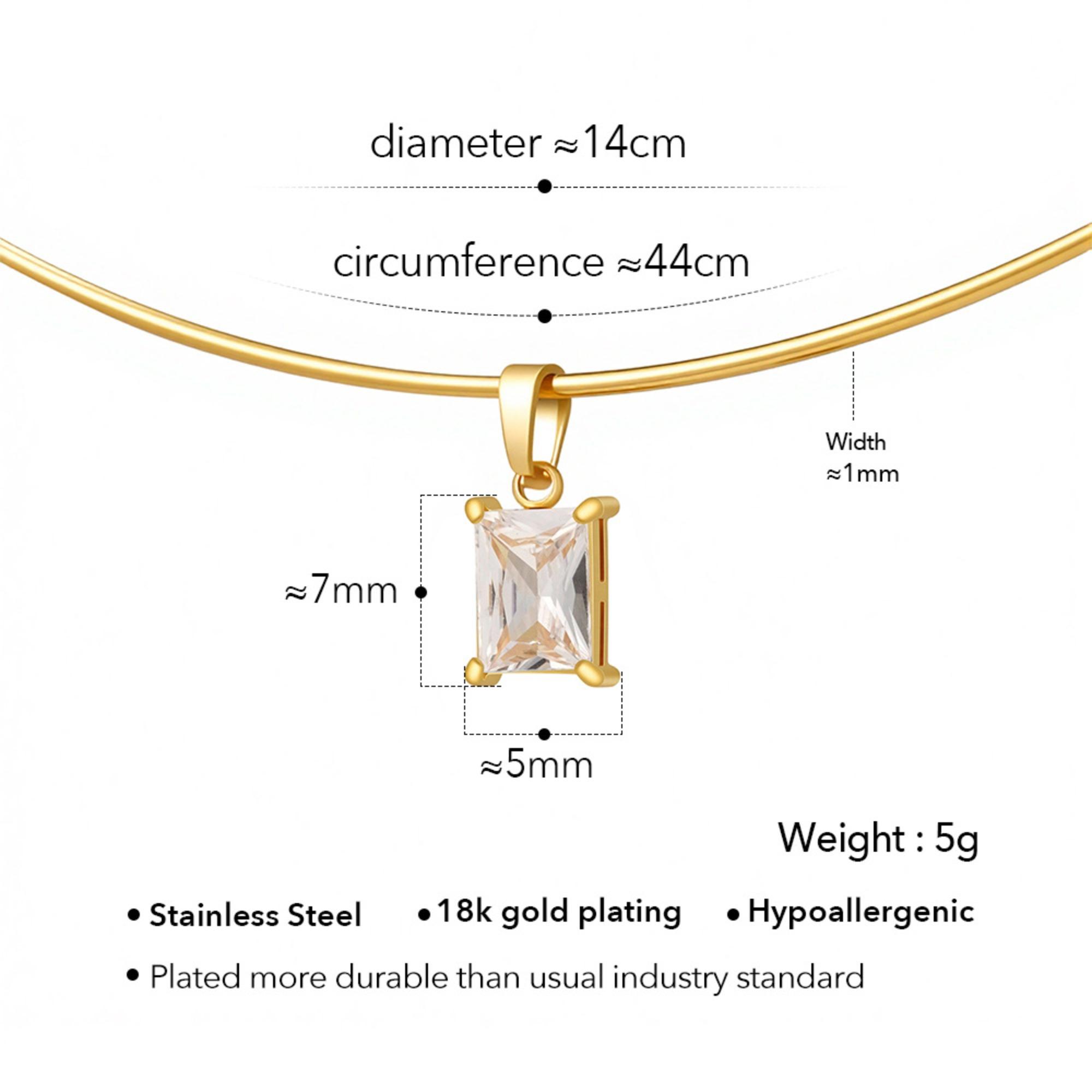 

Stainless Steel Gold Plated Spring Collar Choker Oval Heart Square Zirconia Pendant Necklace for Women Tarnish Free Jewelry