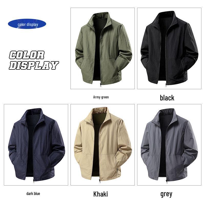 Mao Ren Men's Fleece-Lined Stand Collar Jacket