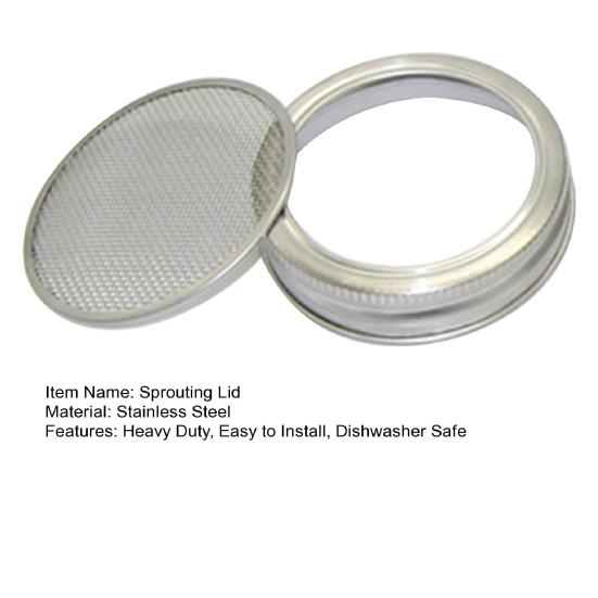 Кришка для пророщування з широким горлом 70/86 мм, кришка для вирощування паростків квасолі з нержавіючої сталі, банка для пророщування насіння квасолі, сітчаста кришка-сито