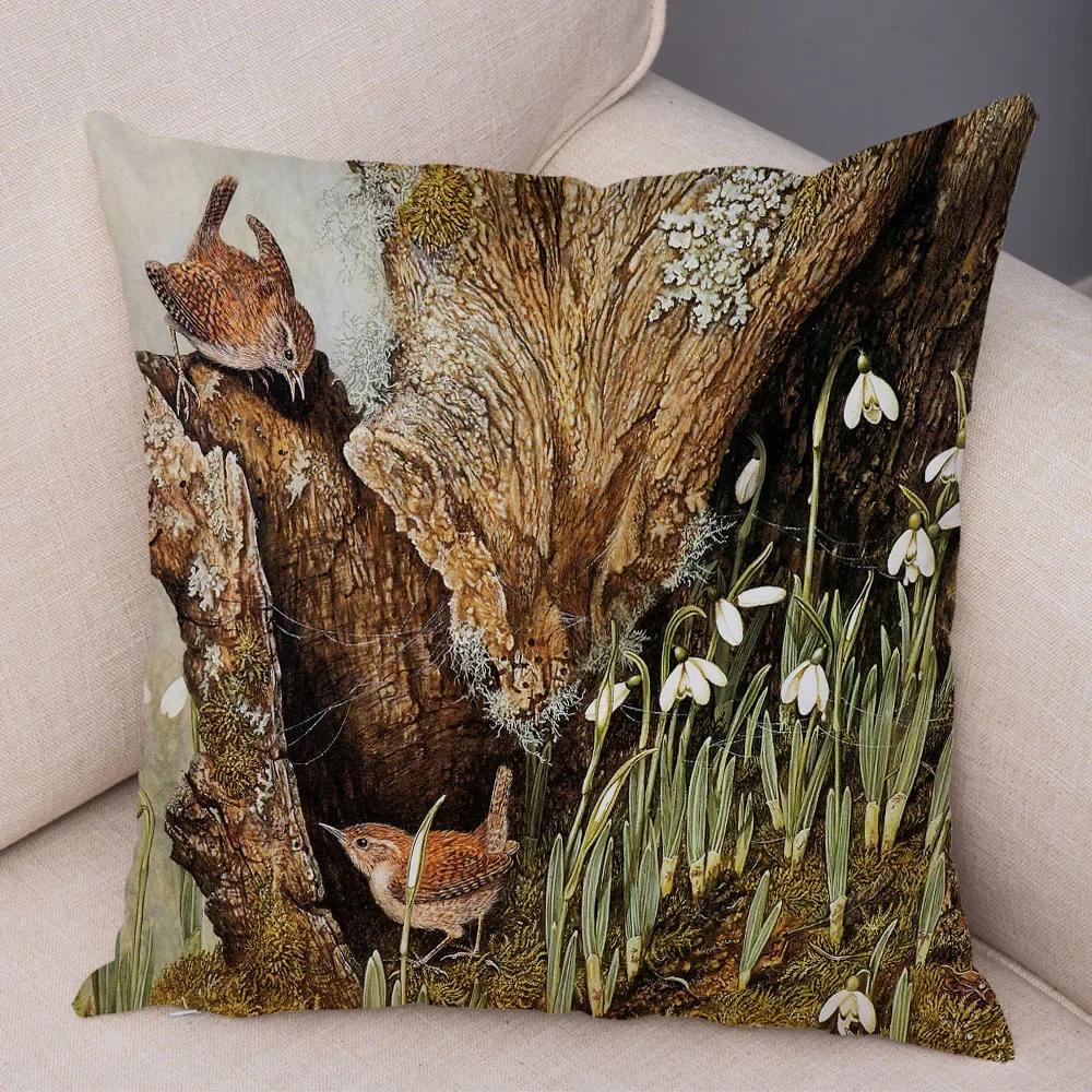 Colorful Fox Bird Squirrel Cushion Cover For Kid Room Sofa Home Decor Cartoon Animal Pillow Case Soft Plush Pillowcase 40X60Cm