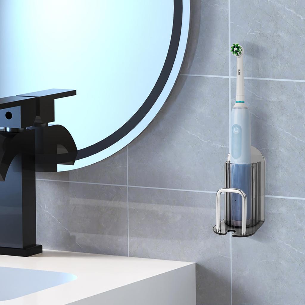 Linkidea Electric Toothbrush Plastic Electric Toothbrush Hanger with Cup Compatible with iO Series and Philip Sonicare with Adhesive Organizer