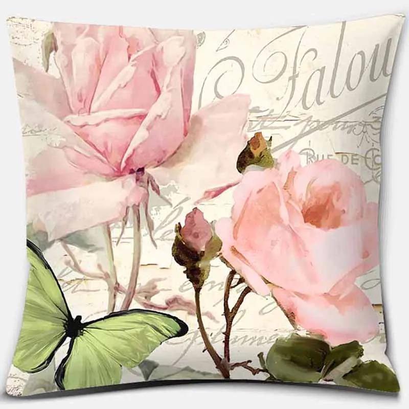 Vintage Flower Pattern Decorative Pillowcase Cushion Pillowcase Bedding Decoration