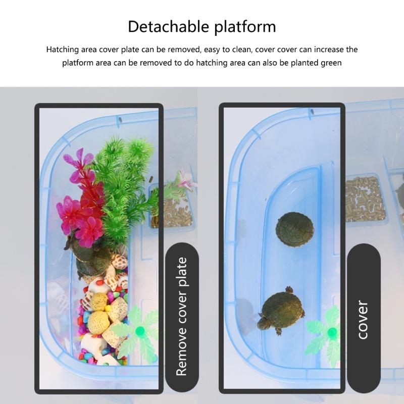 Turtle Tank Turtle Feeding Box with Basking Platform Multicolors Habitat Breeding Tool Reptiles Multifunctional Area
